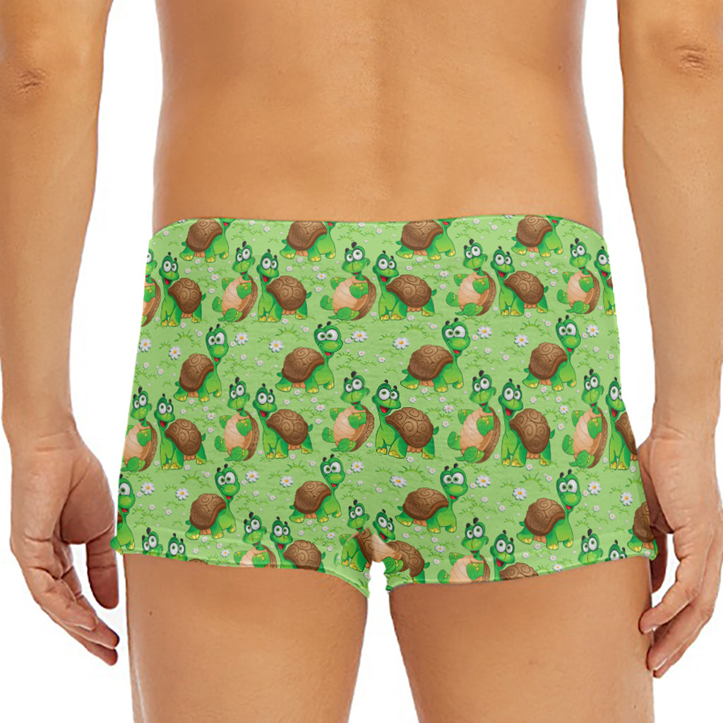 Cartoon Turtle Pattern Print Men's Short Boxer Briefs