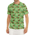 Cartoon Turtle Pattern Print Men's Short Sleeve Rash Guard