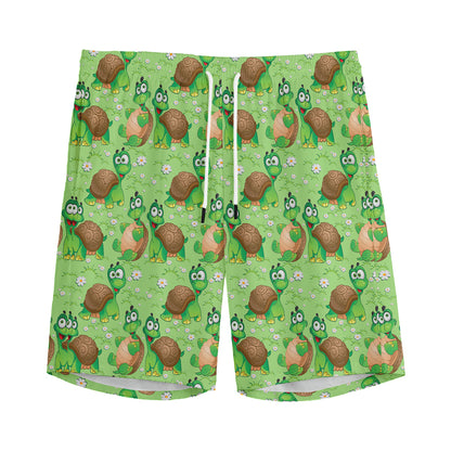 Cartoon Turtle Pattern Print Men's Sports Shorts
