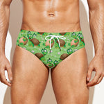 Cartoon Turtle Pattern Print Men's Swim Briefs