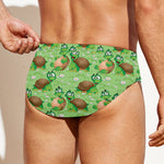Cartoon Turtle Pattern Print Men's Swim Briefs