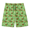 Cartoon Turtle Pattern Print Men's Swim Trunks