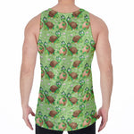 Cartoon Turtle Pattern Print Men's Velvet Tank Top