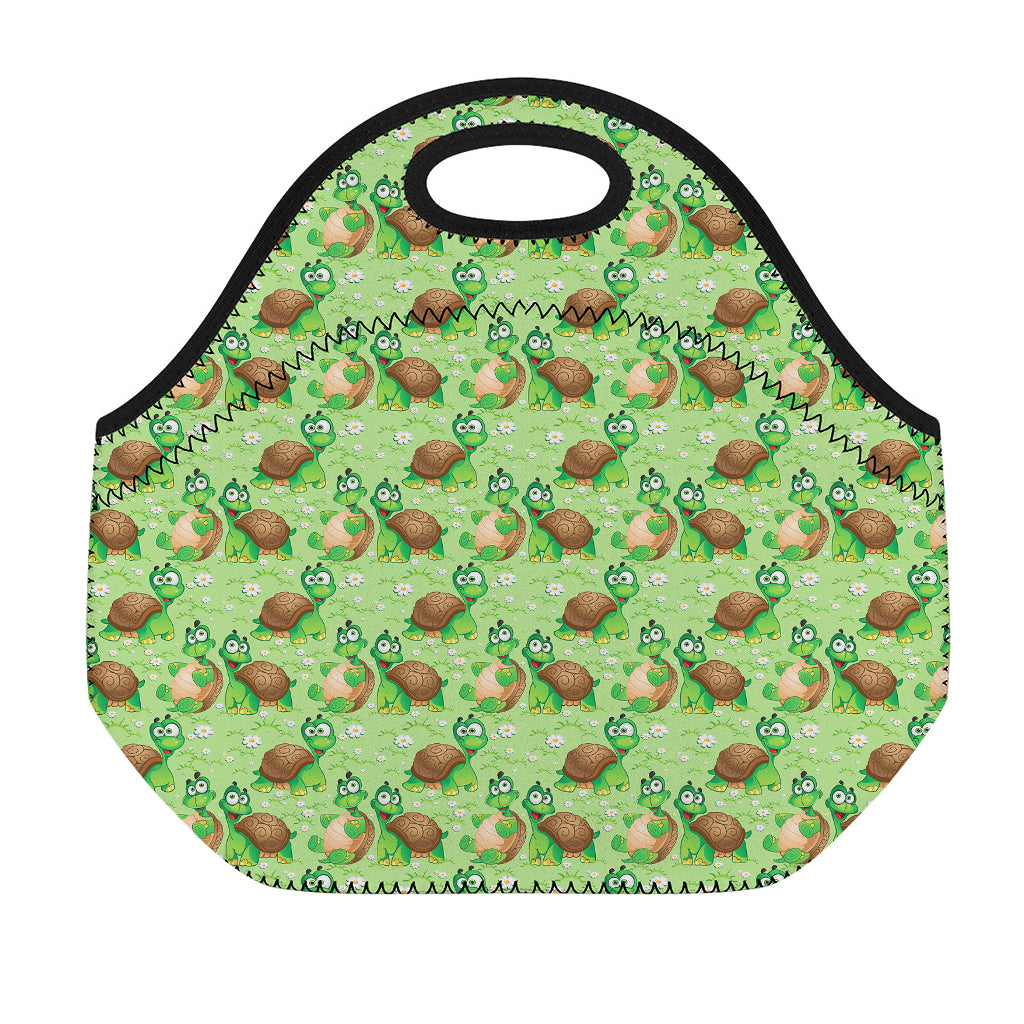 Cartoon Turtle Pattern Print Neoprene Lunch Bag