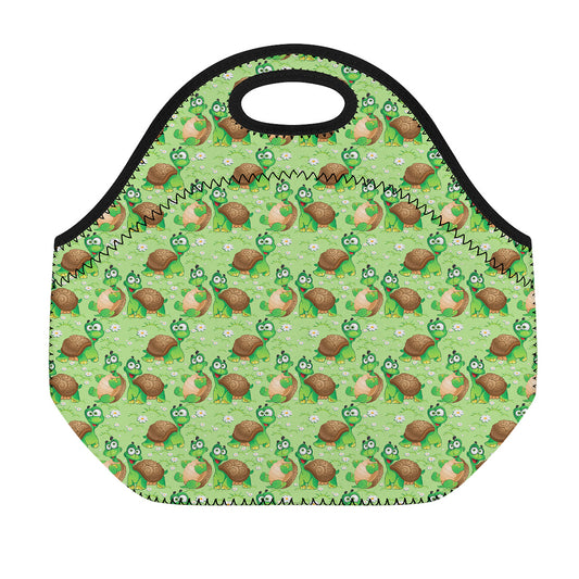 Cartoon Turtle Pattern Print Neoprene Lunch Bag