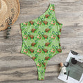 Cartoon Turtle Pattern Print One Shoulder Bodysuit