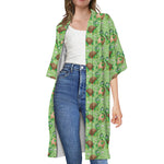 Cartoon Turtle Pattern Print Open Front Beach Cover Up