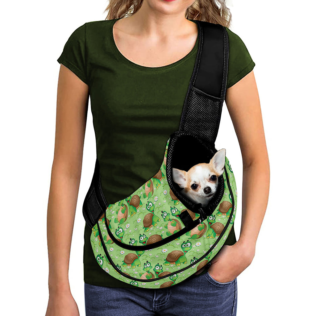 Cartoon Turtle Pattern Print Pet Sling Carrier
