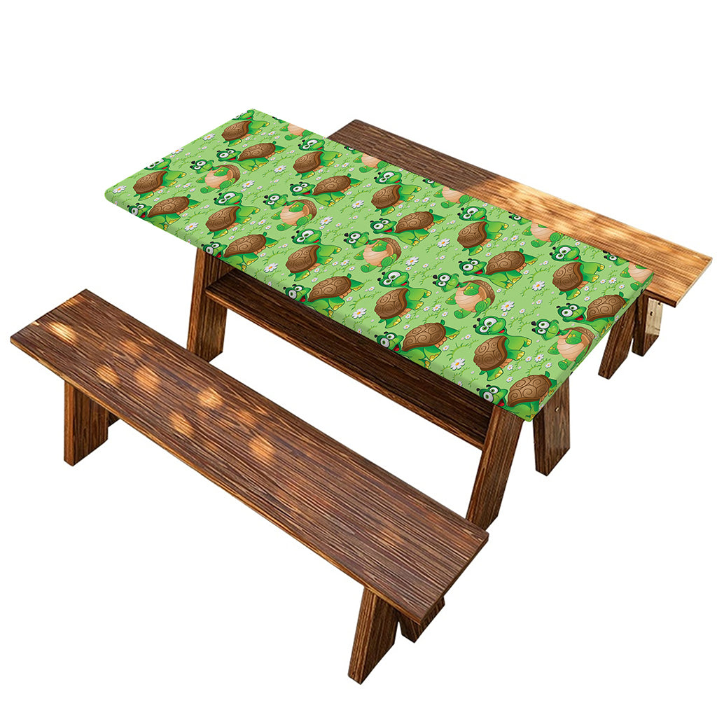 Cartoon Turtle Pattern Print Picnic Table Cover