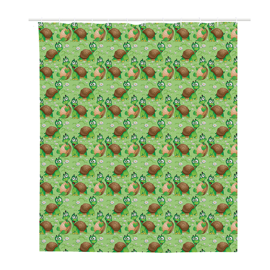 Cartoon Turtle Pattern Print Polyester Shower Curtain