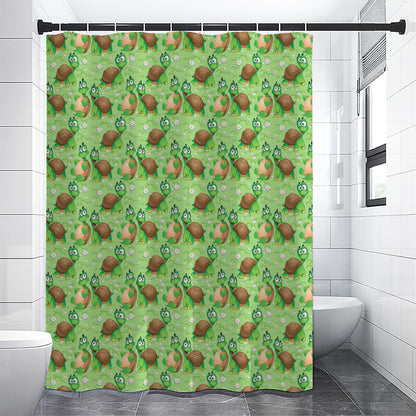 Cartoon Turtle Pattern Print Premium Shower Curtain