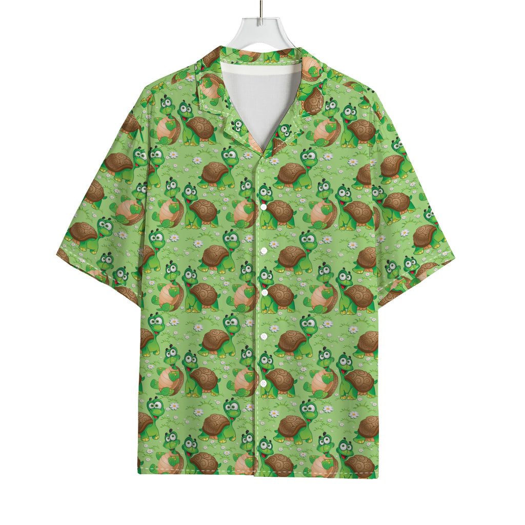 Cartoon Turtle Pattern Print Rayon Hawaiian Shirt