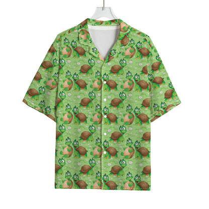 Cartoon Turtle Pattern Print Rayon Hawaiian Shirt
