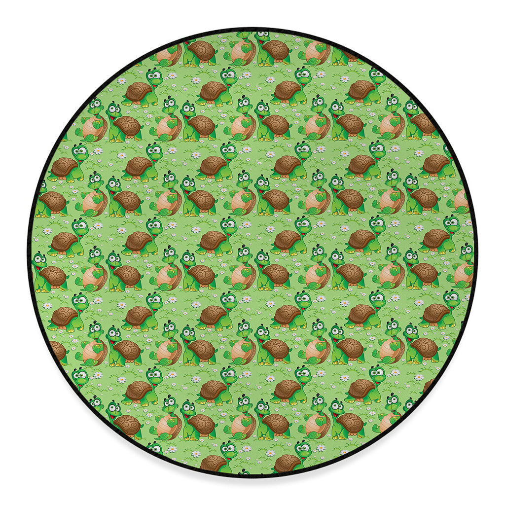 Cartoon Turtle Pattern Print Round Floor Mat