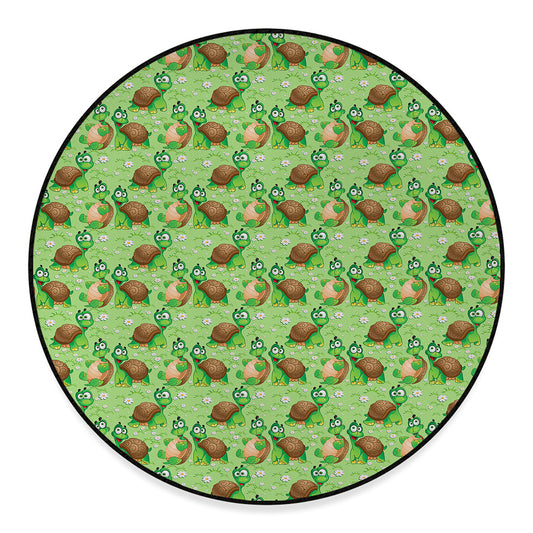 Cartoon Turtle Pattern Print Round Floor Mat