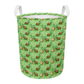Cartoon Turtle Pattern Print Round Laundry Basket