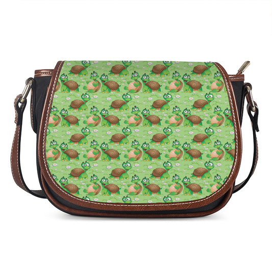 Cartoon Turtle Pattern Print Saddle Bag