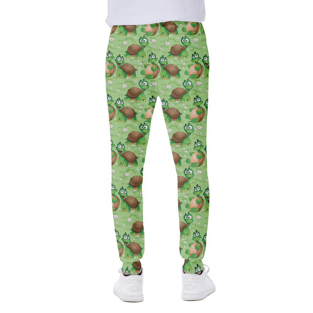 Cartoon Turtle Pattern Print Scuba Joggers