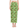Cartoon Turtle Pattern Print Side Slit Maxi Skirt