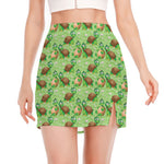 Cartoon Turtle Pattern Print Side Slit Mini Skirt