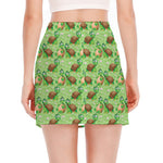 Cartoon Turtle Pattern Print Side Slit Mini Skirt