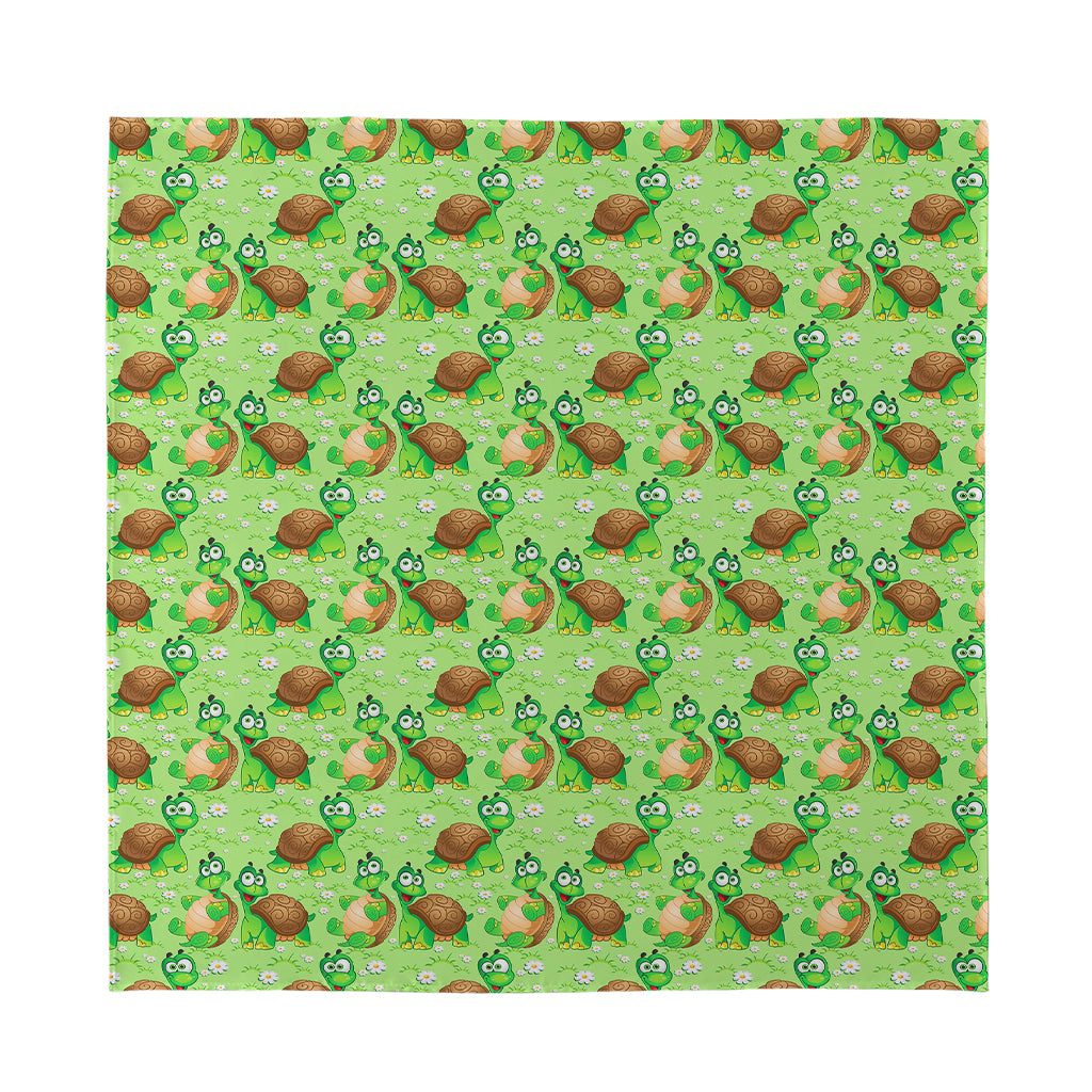 Cartoon Turtle Pattern Print Silk Bandana