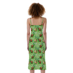 Cartoon Turtle Pattern Print Slim Fit Midi Cami Dress