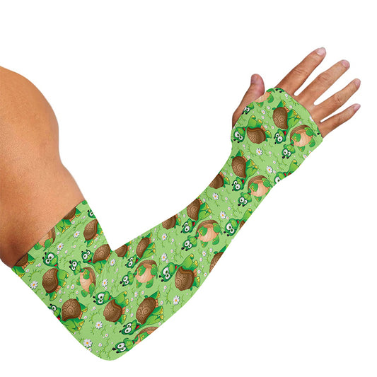 Cartoon Turtle Pattern Print Sun Protection Arm Sleeves