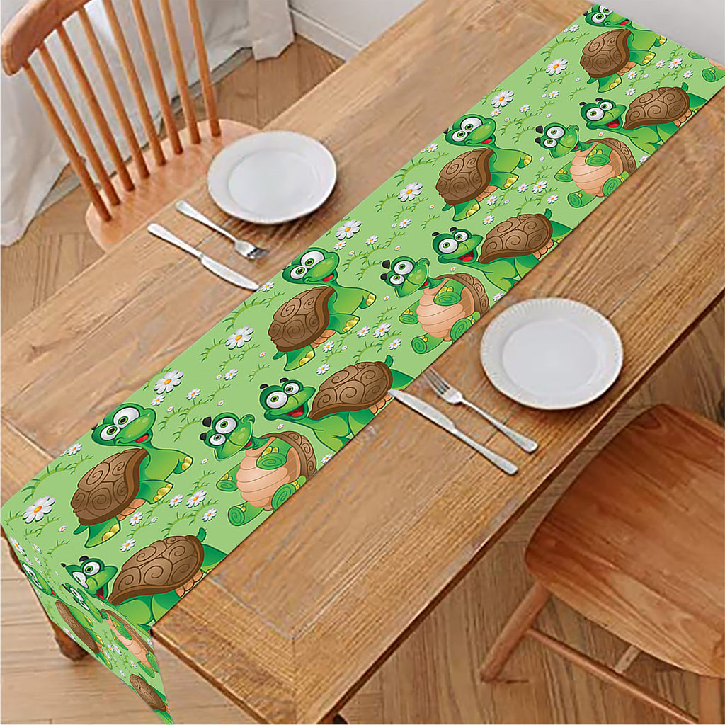 Cartoon Turtle Pattern Print Table Runner