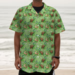 Cartoon Turtle Pattern Print Textured Short Sleeve Shirt