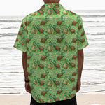 Cartoon Turtle Pattern Print Textured Short Sleeve Shirt