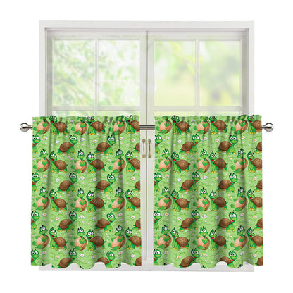 Cartoon Turtle Pattern Print Tier Curtains
