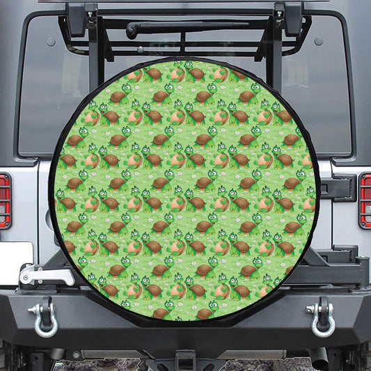 Cartoon Turtle Pattern Print Tire Cover