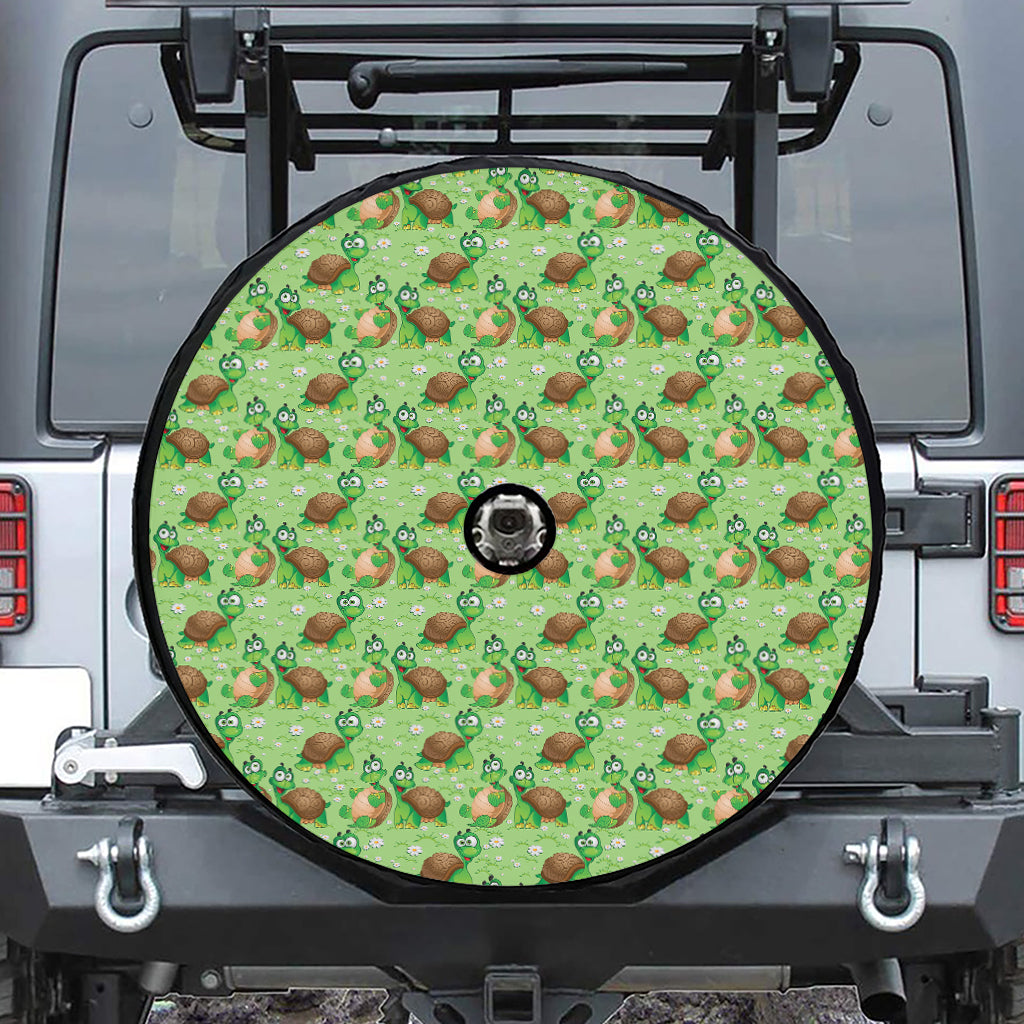 Cartoon Turtle Pattern Print Tire Cover With Camera Hole