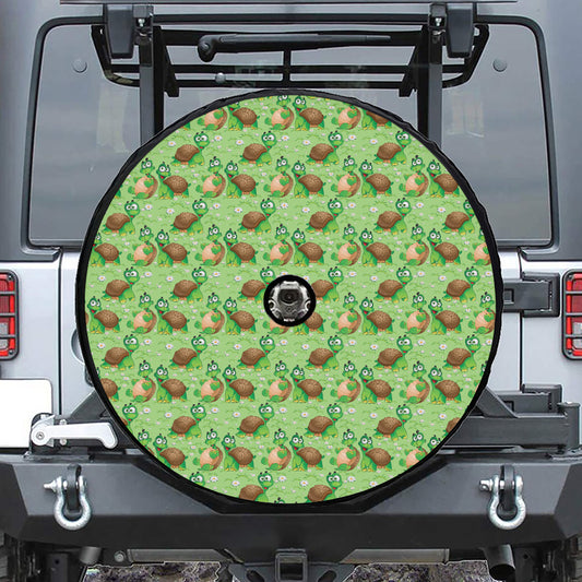 Cartoon Turtle Pattern Print Tire Cover With Camera Hole