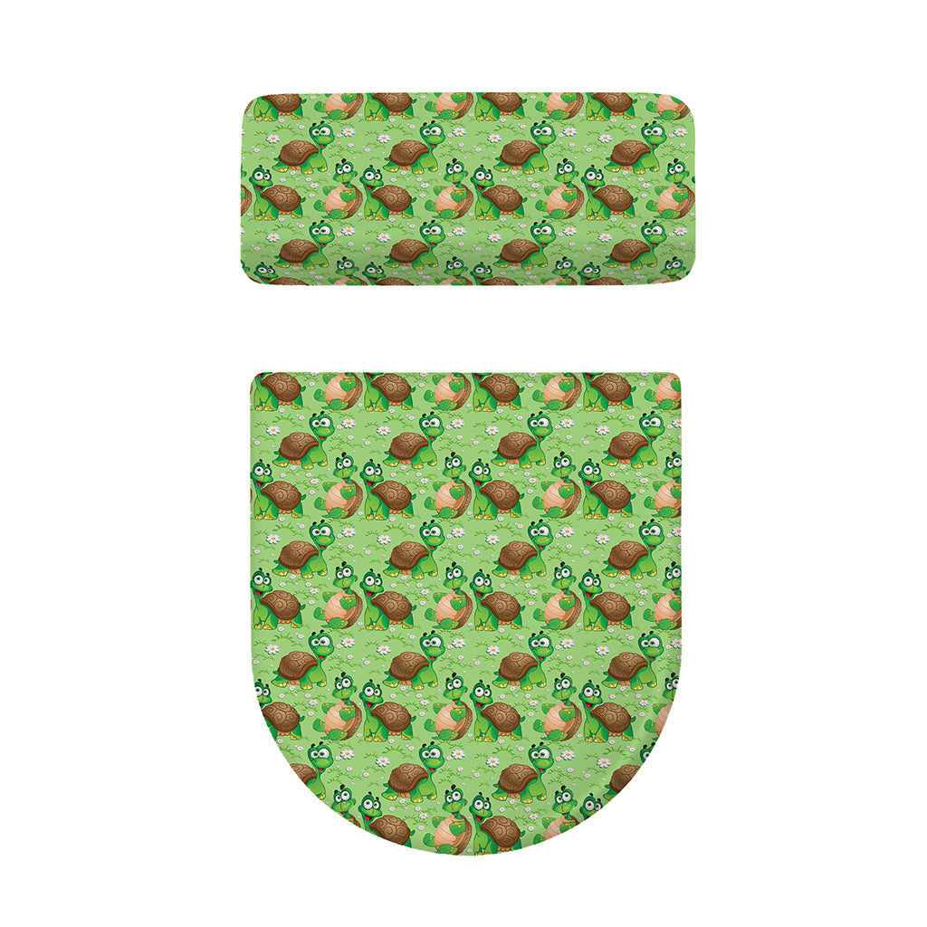 Cartoon Turtle Pattern Print Toilet Lid And Tank Cover Set