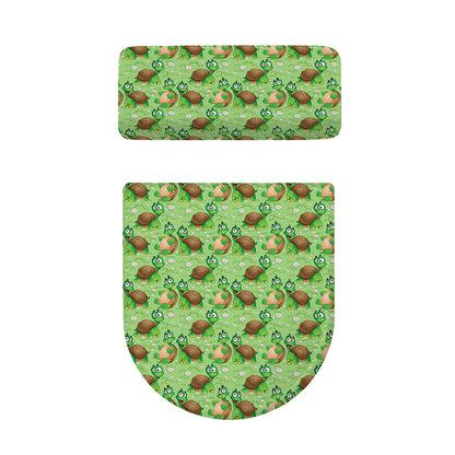 Cartoon Turtle Pattern Print Toilet Lid And Tank Cover Set