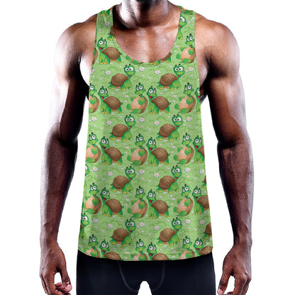 Cartoon Turtle Pattern Print Training Tank Top