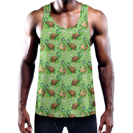 Cartoon Turtle Pattern Print Training Tank Top