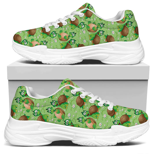Cartoon Turtle Pattern Print White Chunky Shoes