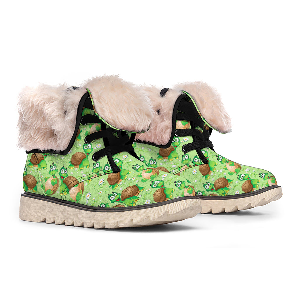 Cartoon Turtle Pattern Print Winter Boots