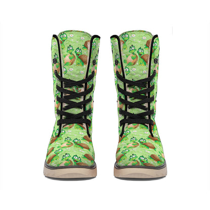 Cartoon Turtle Pattern Print Winter Boots
