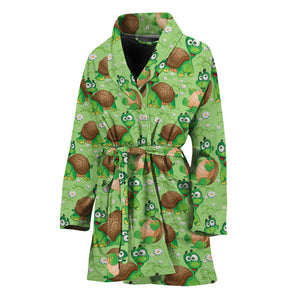 Cartoon Turtle Pattern Print Women's Bathrobe