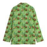 Cartoon Turtle Pattern Print Women's Blazer