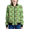 Cartoon Turtle Pattern Print Women's Bomber Jacket