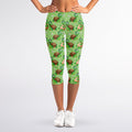 Cartoon Turtle Pattern Print Women's Capri Leggings