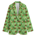 Cartoon Turtle Pattern Print Women's Cotton Blazer