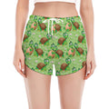 Cartoon Turtle Pattern Print Women's Split Running Shorts