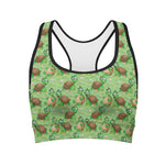 Cartoon Turtle Pattern Print Women's Sports Bra