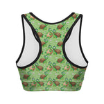 Cartoon Turtle Pattern Print Women's Sports Bra